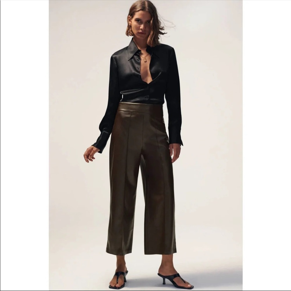 Zara Brown Faux Leather Culottes